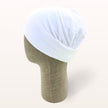 Turban de chimiothérapie Eden en coton doux blanc - vue de profil ajusté