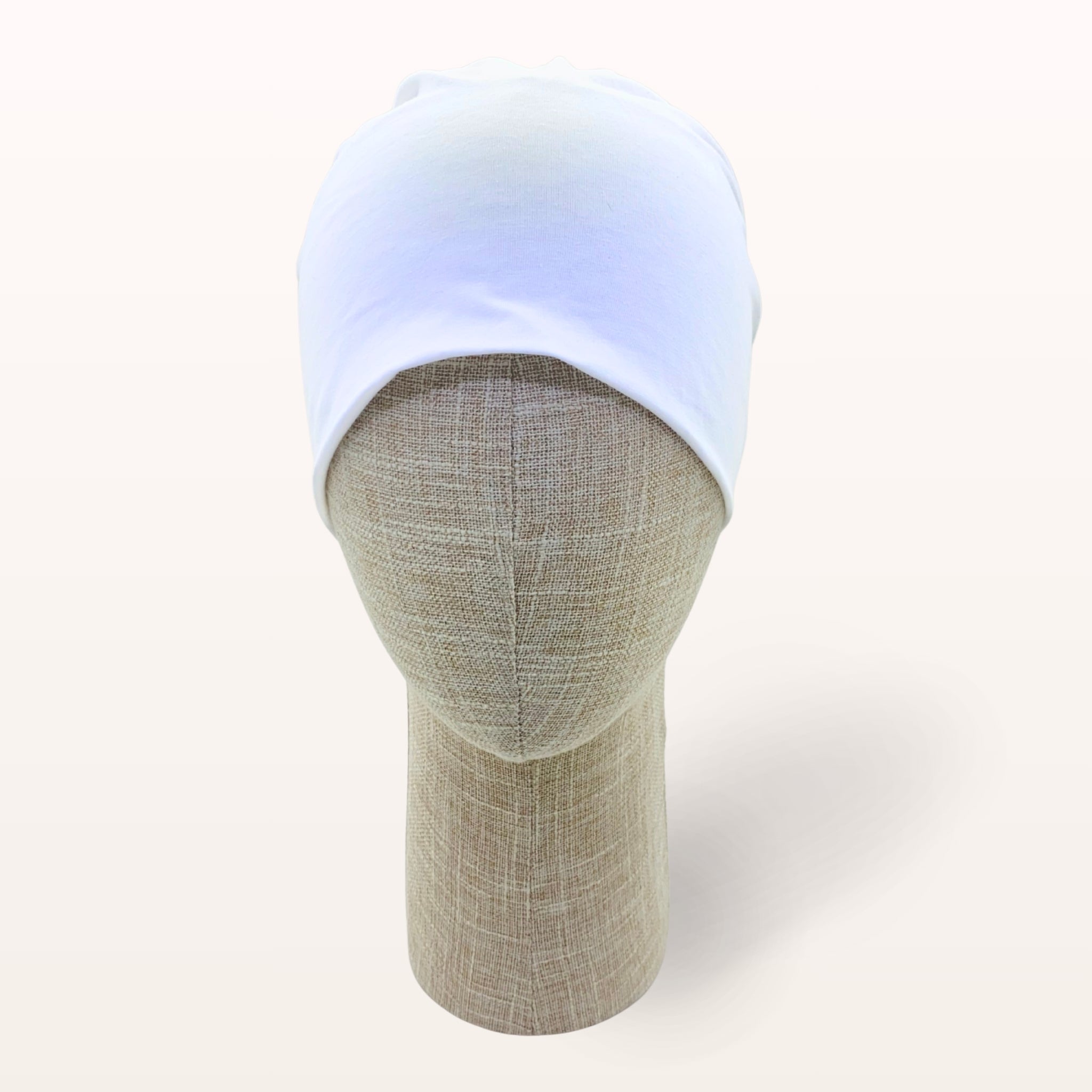 Turban de chimiothérapie Eden en coton doux blanc - vue de face