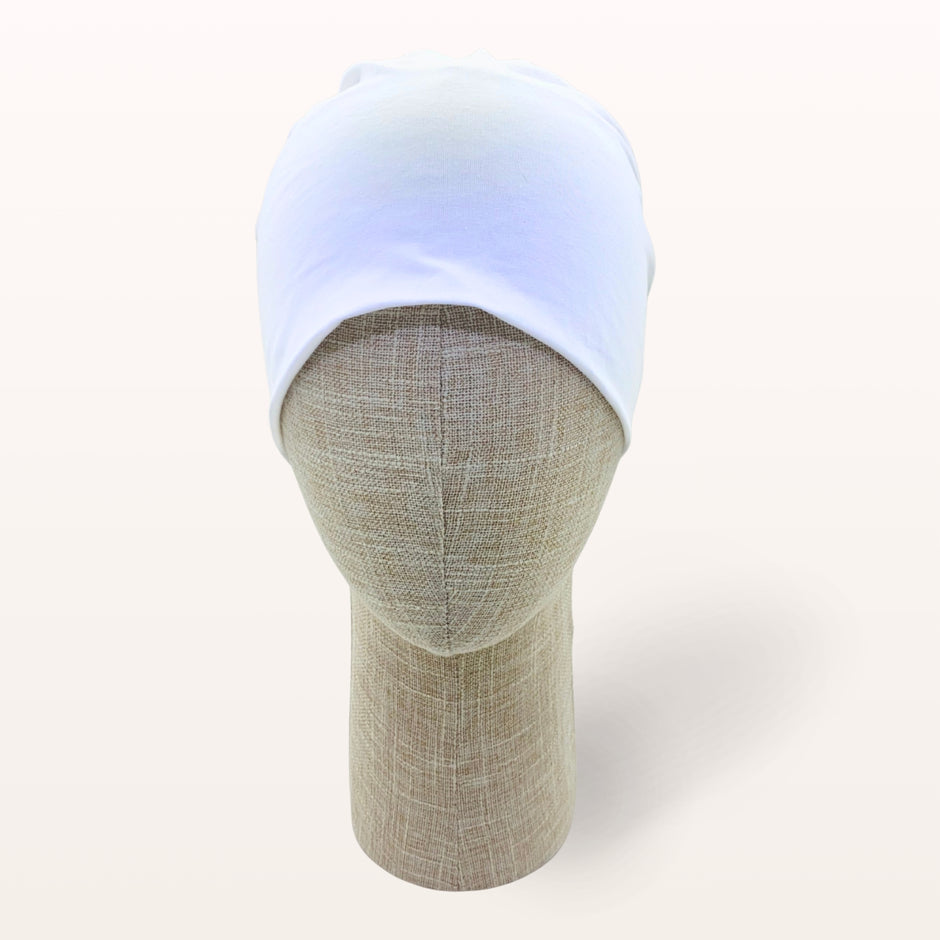 Turban de chimiothérapie Eden en coton doux blanc - vue de face