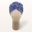 Turban de chimiothérapie Nélya en coton doux motifs ethniques noir et blanc - vue de face