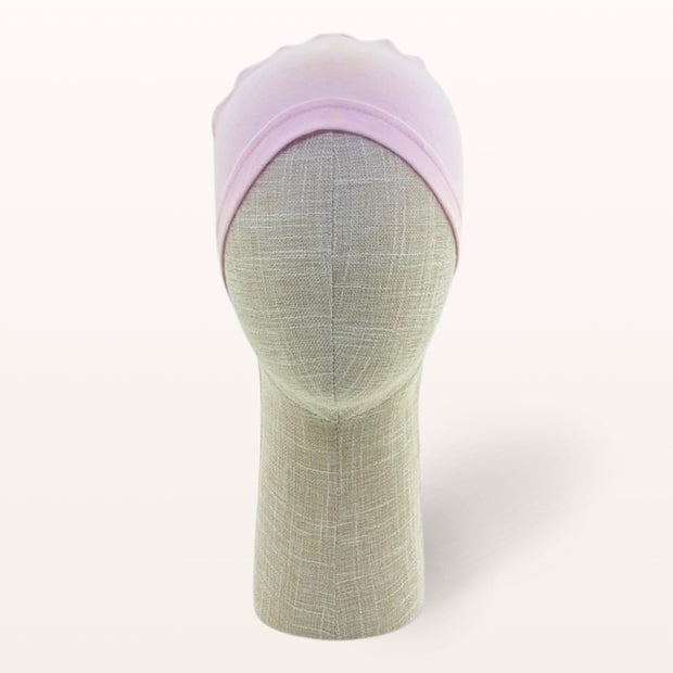 Turban de chimiothérapie Perle en coton doux couleur rose - vue de face